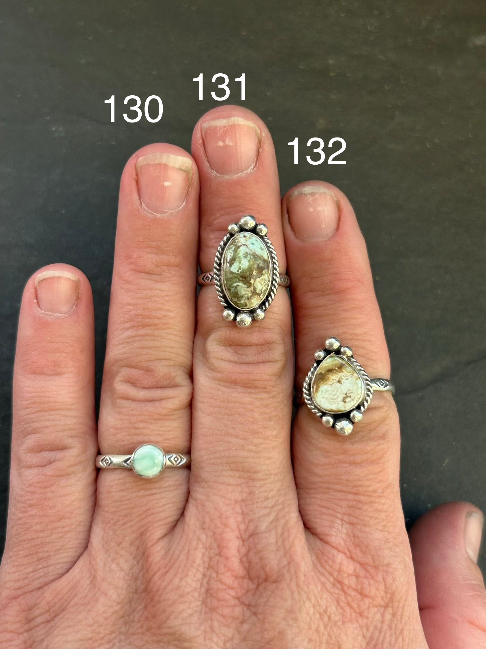 130 - Sterling Silver Paloma Variscite Medicine Man Eye Stamped Stacking Ring by Jason Ogg