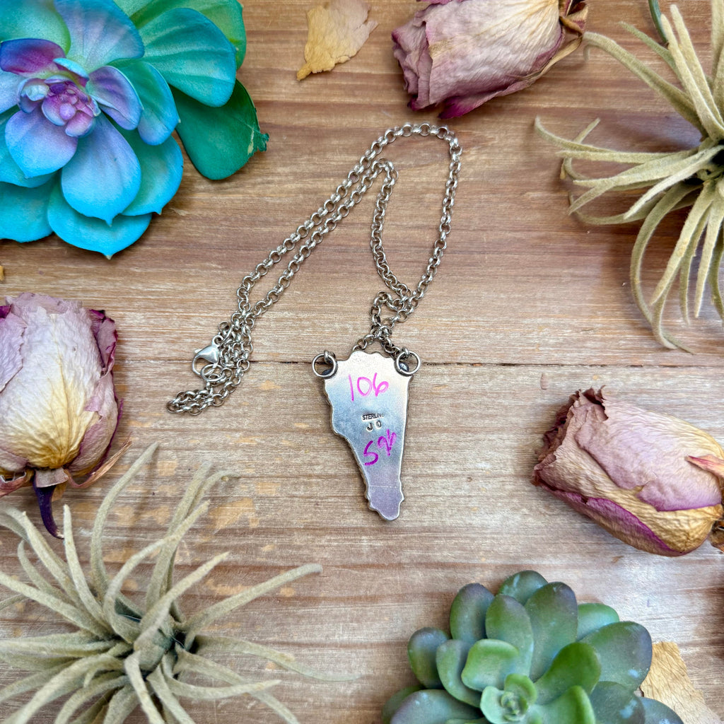 106 - Sterling Silver Kingman Turquoise Lightning Bolt Fixed Chain Necklace by Jason Ogg