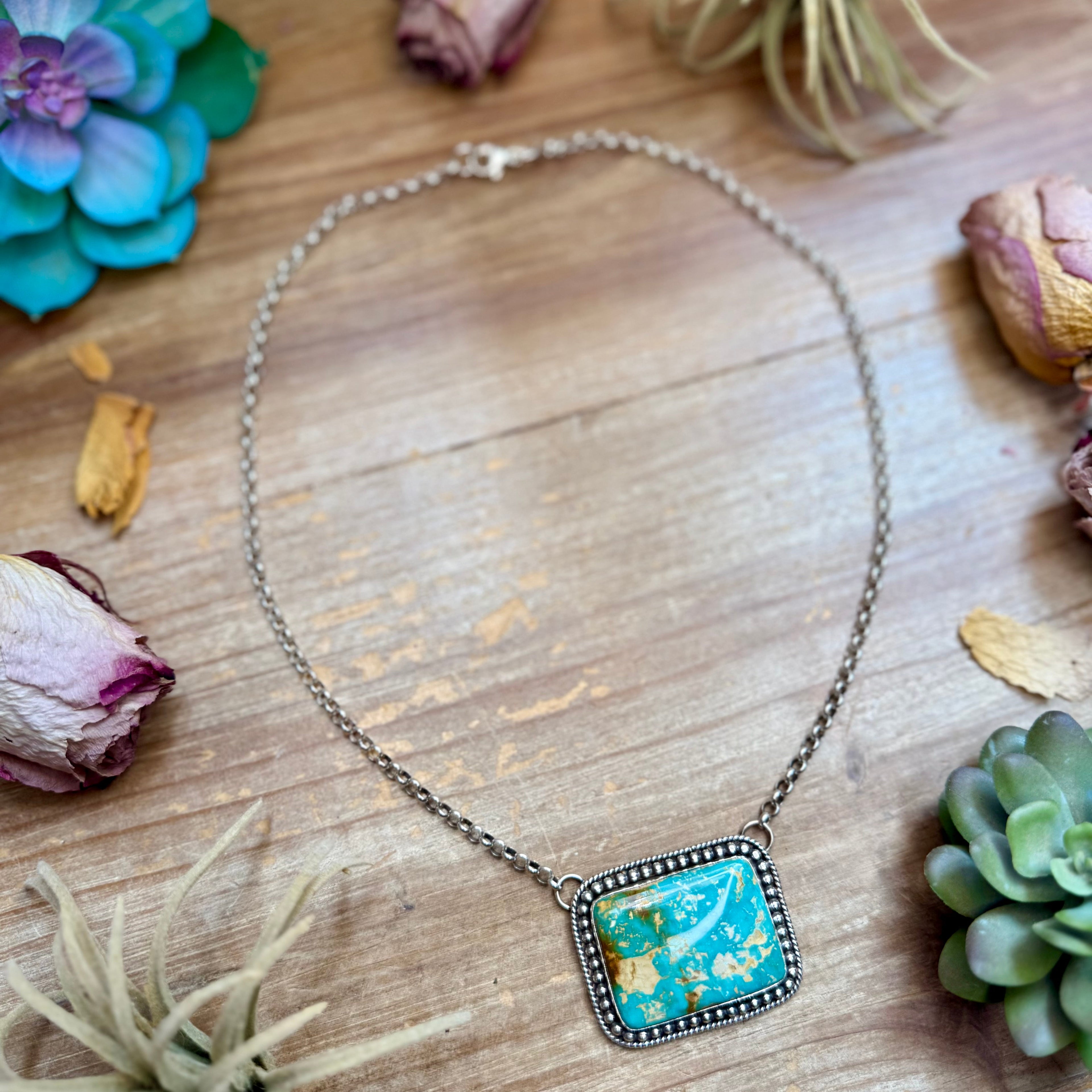 105 - Sterling Silver Pilot Mountain Turquoise Bar Necklace by Jason Ogg