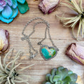 101 - Sterling Silver Kingman Turquoise Heart Bar Necklace by Jason Ogg