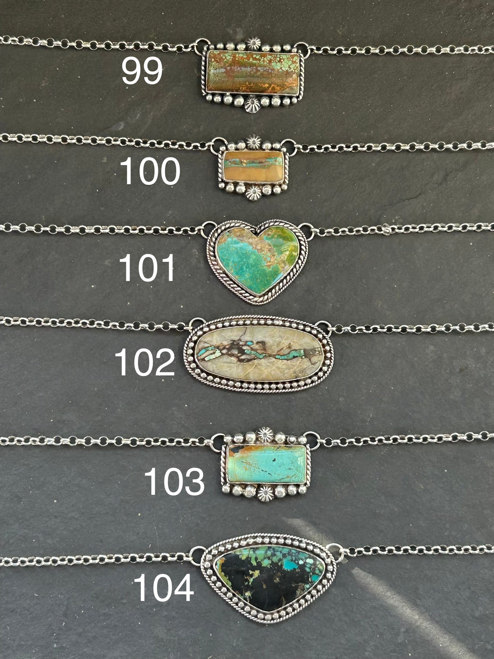 103 - Sterling Silver Blackjack Turquoise Bar Necklace by Jason Ogg