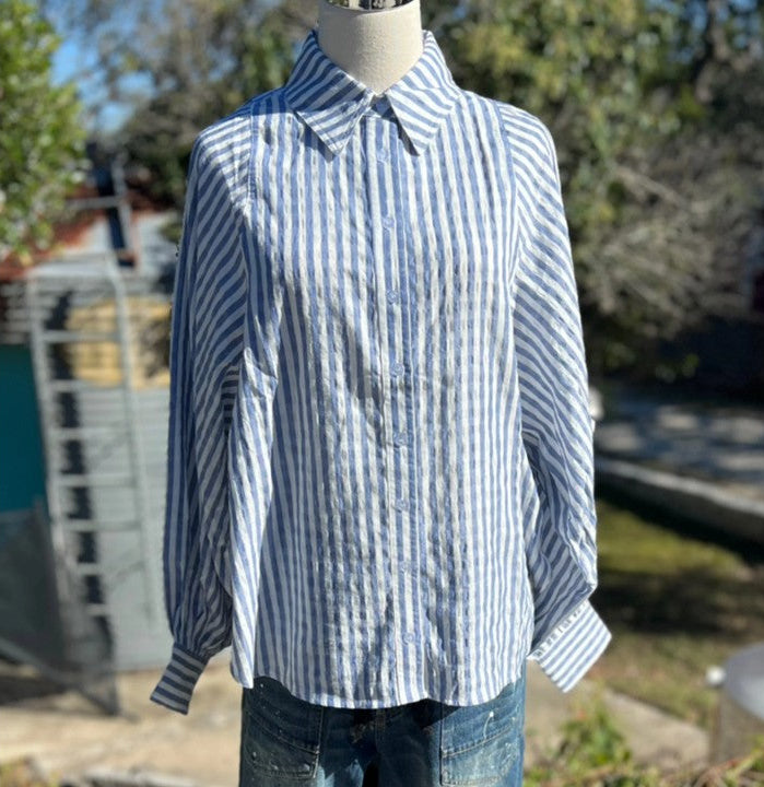 Blue and White Stripped Blouse