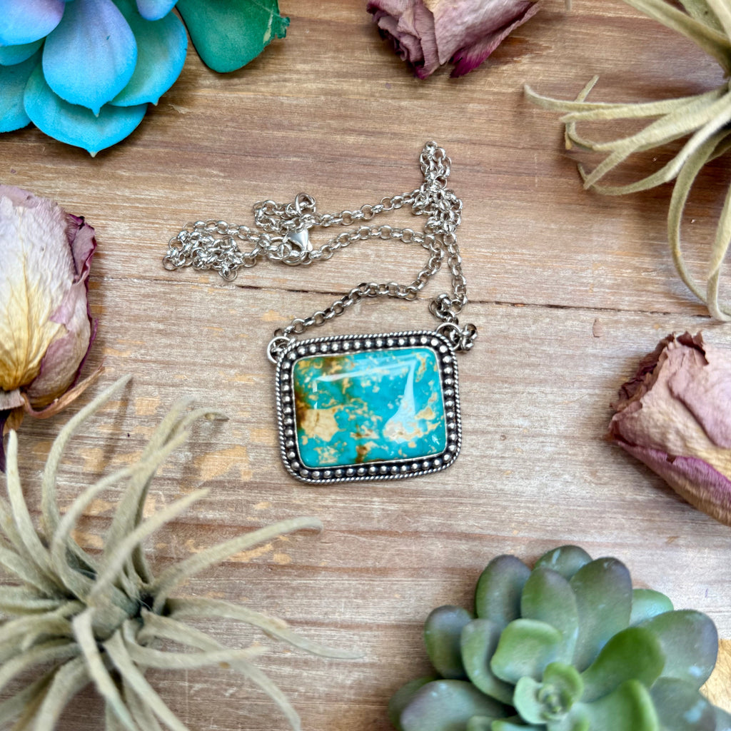 105 - Sterling Silver Pilot Mountain Turquoise Bar Necklace by Jason Ogg