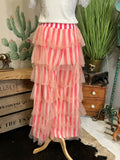 Pink Tulle Mesh Wide Leg Pants