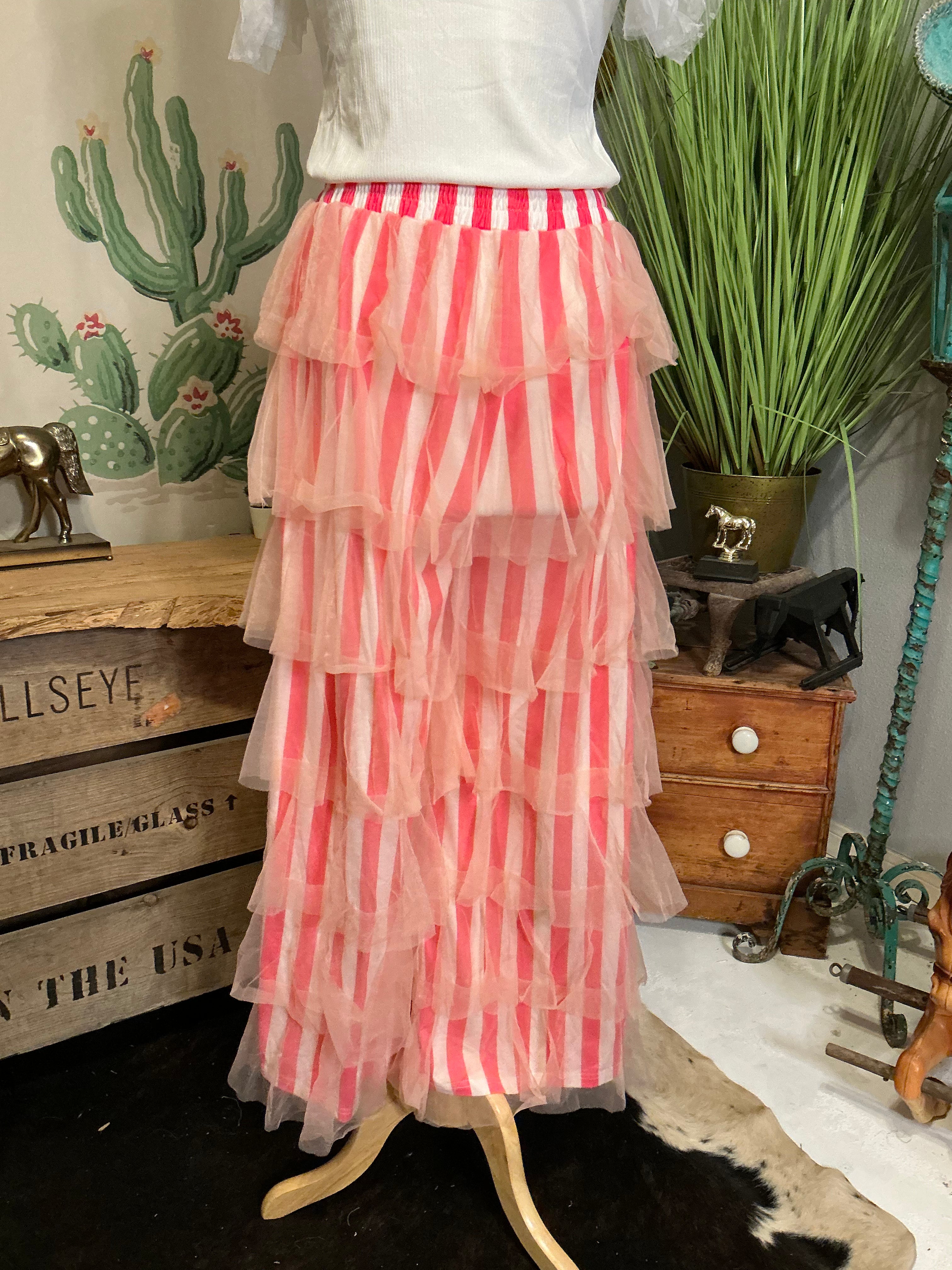Pink Tulle Mesh Wide Leg Pants
