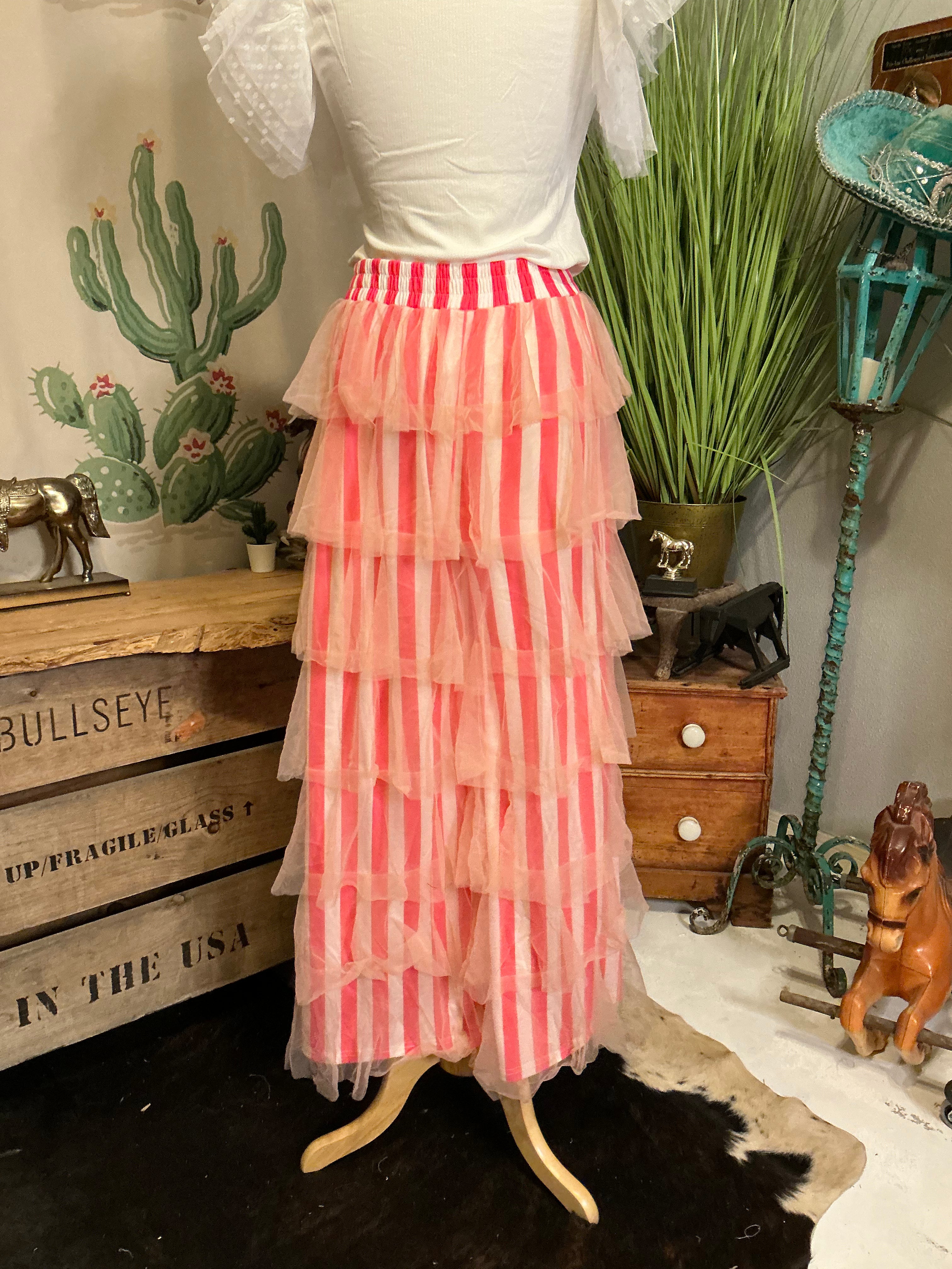 Pink Tulle Mesh Wide Leg Pants