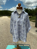 Blue and White Blouse