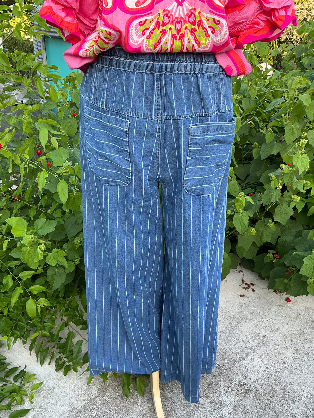 Strip Button Down Pants