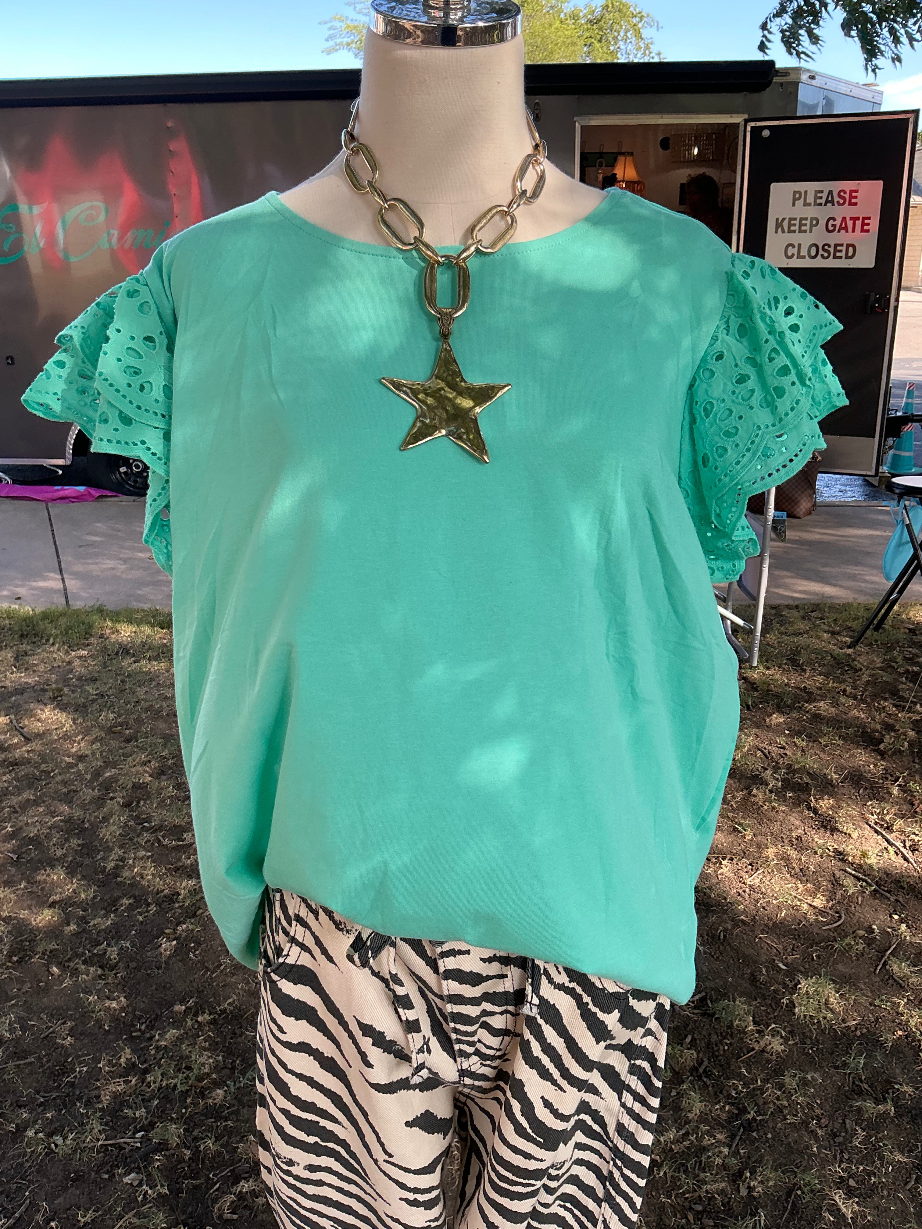 Turquoise Sleeveless Shirt