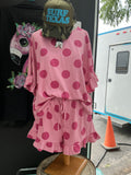 Two Tone Pink Polka Dot Short Set
