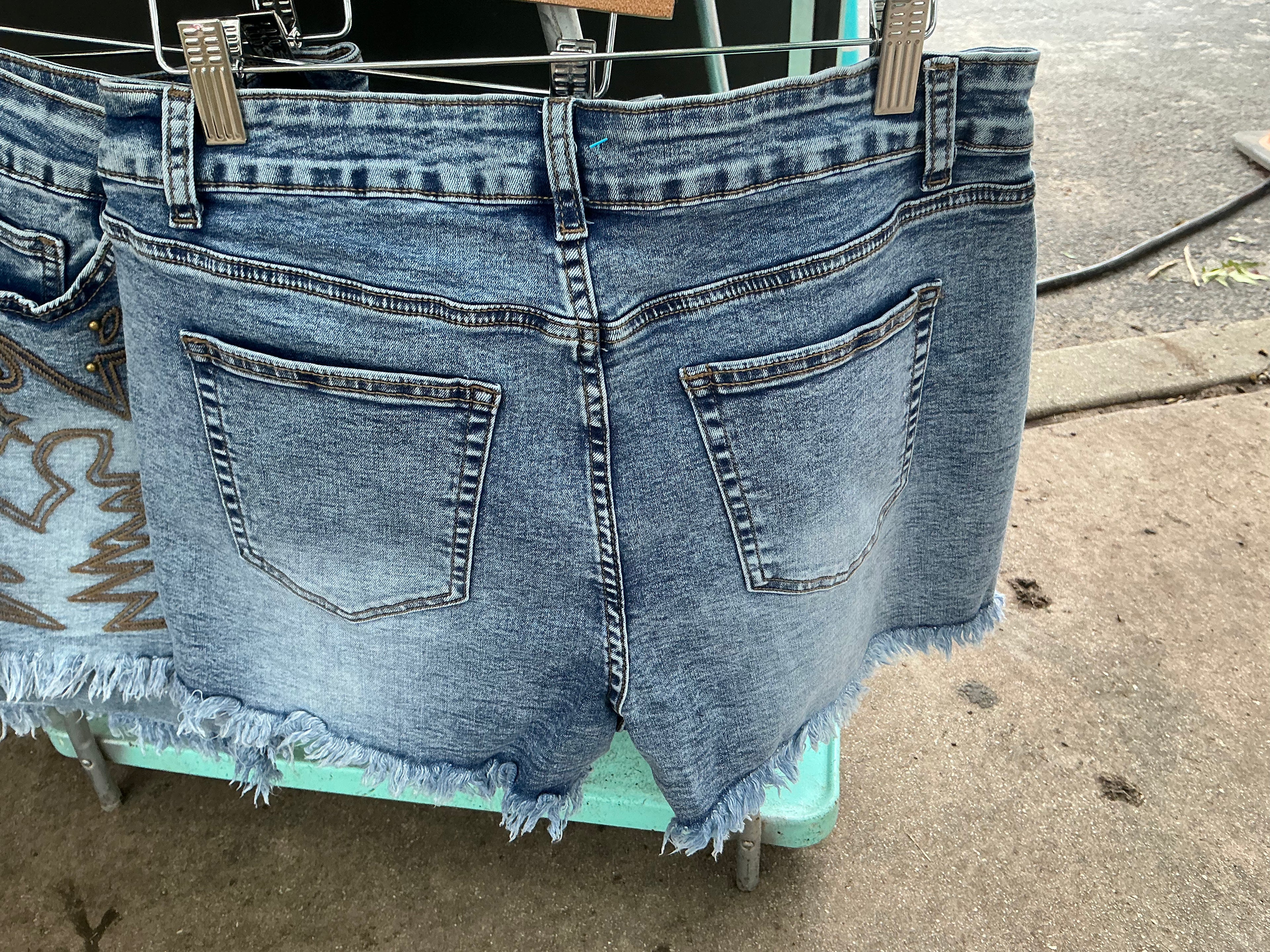 Denim Shorts with Western Stitching
