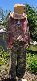 Washed camo pink lace pants