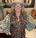 Mixed Pearl Snap Black Floral Shirt