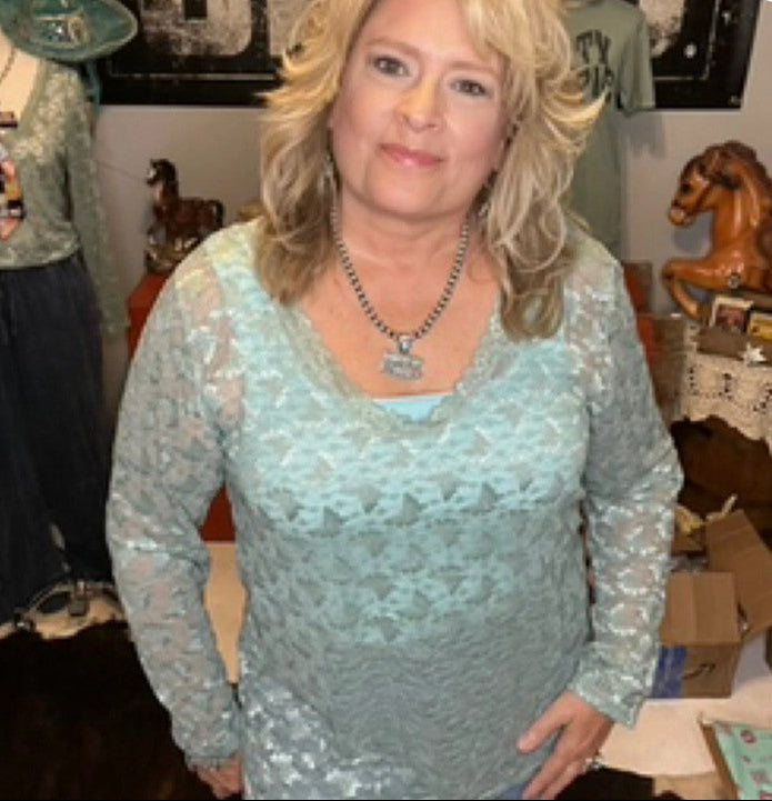 Rare Bird Baby Blue Sheer Top
